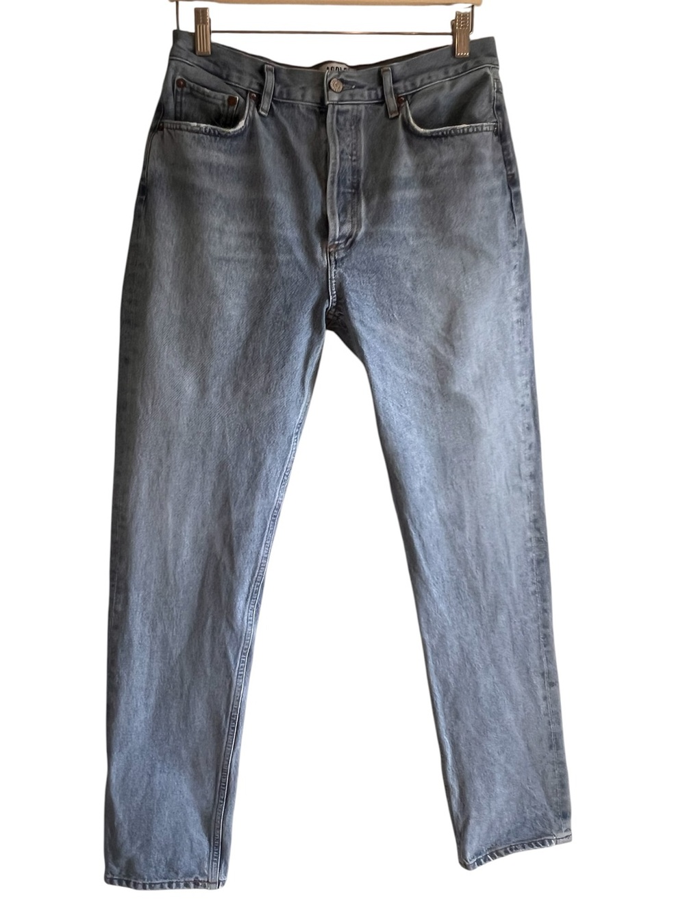 Agolde Light Wash High-Rise Straight Jeans - Picture 4 of 12